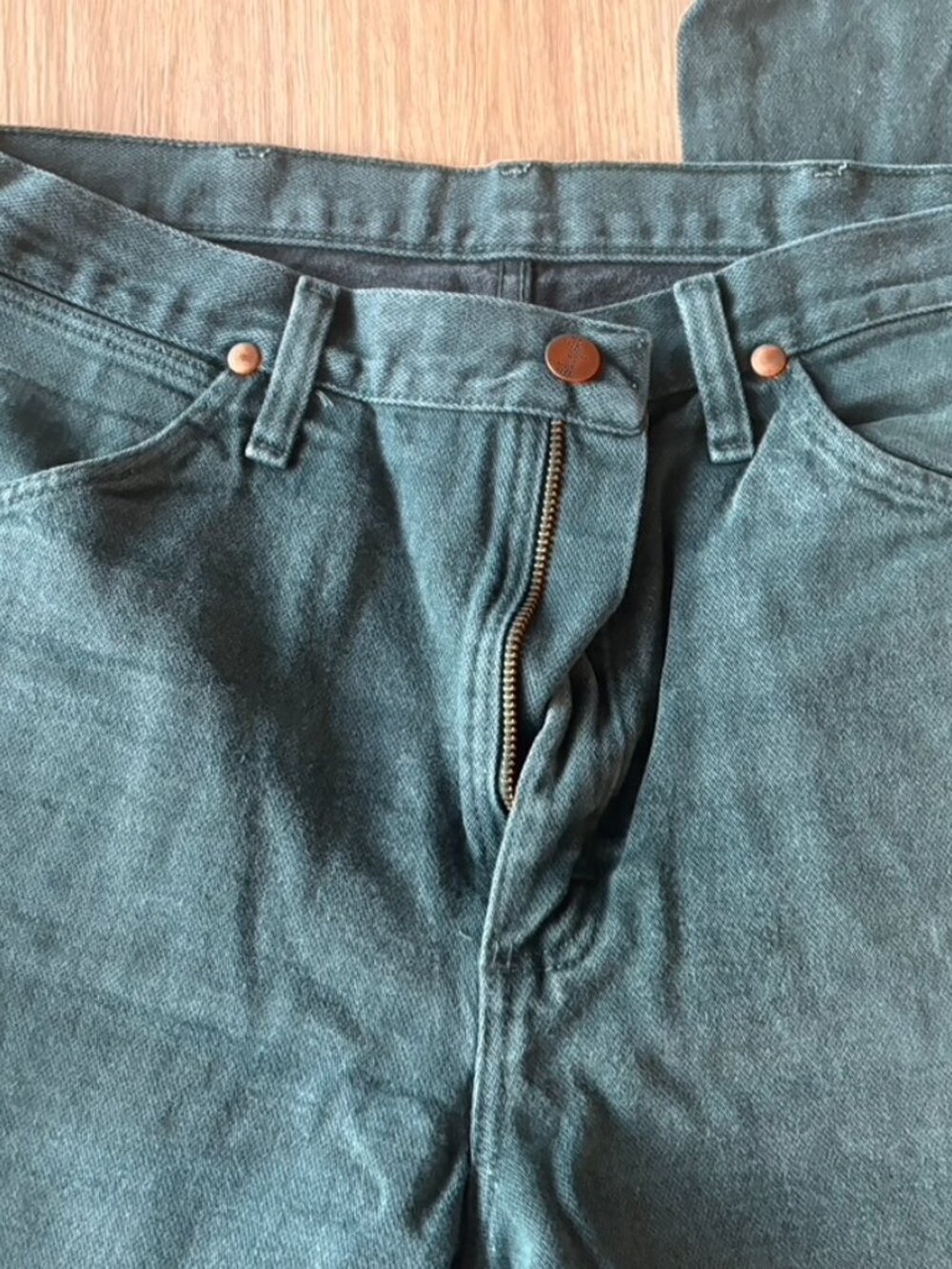 Vintage Wrangler Jeans Mens 33x32 Work Green Cowboy Western Workwear - Picture 4 of 8
